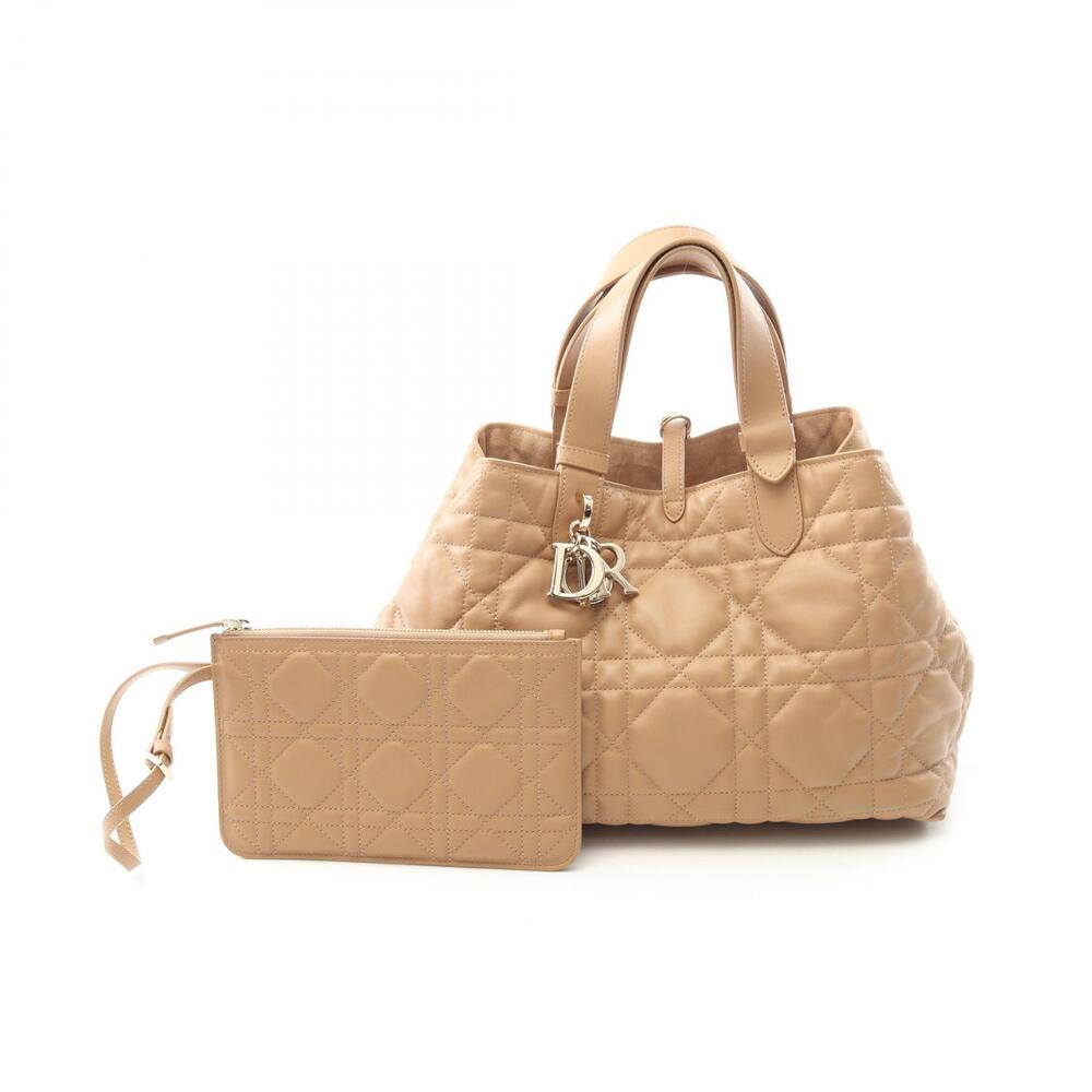 Christian Dior Toujours Handbag Leather Beige Tan